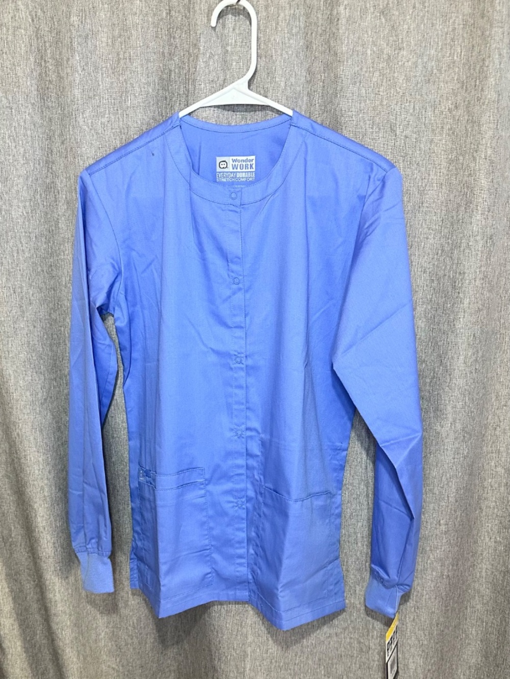 NWT WonderWink WonderWORK Unisex Snap Front Scrub Jacket - Ceil Blue, Size XXS